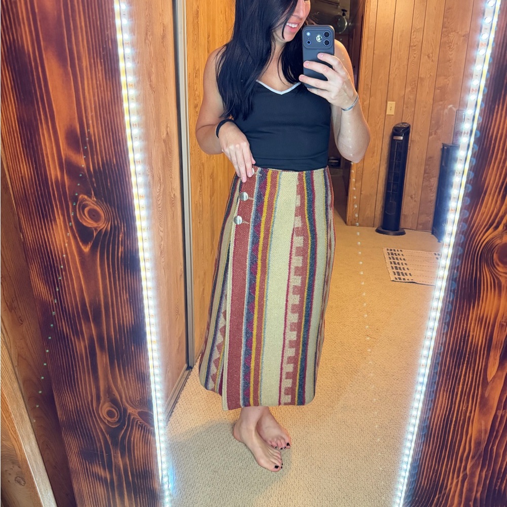 Striped Multicolor Midi Skirt